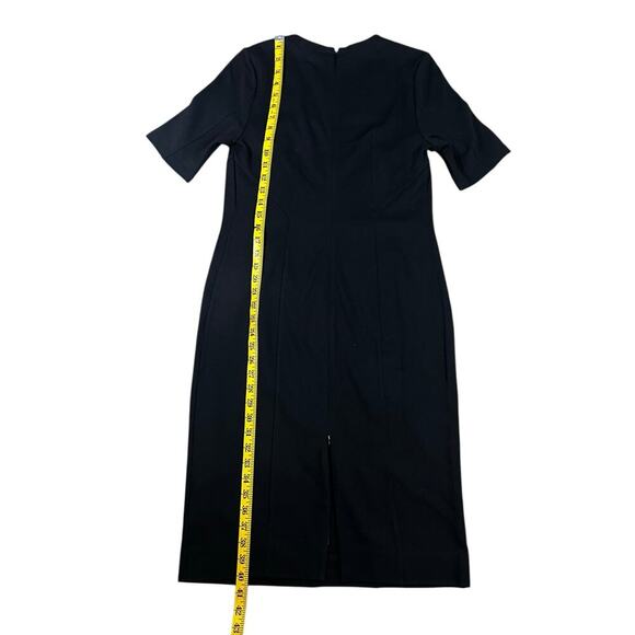CAbi Claire Black Short Sleeve V-Neck Knit Pencil Sheath Short Dress 3101 Size 6 - Picture 6 of 8